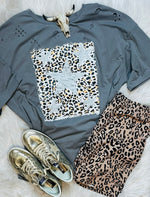 Load image into Gallery viewer, Leopard Stars Distressed Graphic Tee
