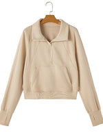 Load image into Gallery viewer, Half Zip Thumbhole Sleeve Sweatshirt
