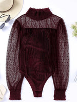 Load image into Gallery viewer, Veronica Sheer Velvet Bodysuit
