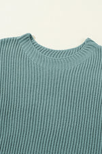 Load image into Gallery viewer, Dusty Teal Side Slit Short Sleeve Oversized Sweater
