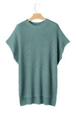 Load image into Gallery viewer, Dusty Teal Side Slit Short Sleeve Oversized Sweater
