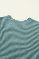 Load image into Gallery viewer, Dusty Teal Side Slit Short Sleeve Oversized Sweater
