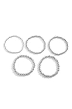 Load image into Gallery viewer, Silver 5 Piece Beaded Bracelet Set
