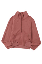 Load image into Gallery viewer, Half Zip Thumbhole Sleeve Sweatshirt
