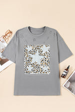 Load image into Gallery viewer, Leopard Stars Distressed Graphic Tee
