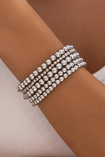 Load image into Gallery viewer, Silver 5 Piece Beaded Bracelet Set
