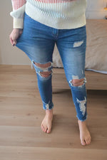 Load image into Gallery viewer, Ella High Waist Destructed Skinny Jeans
